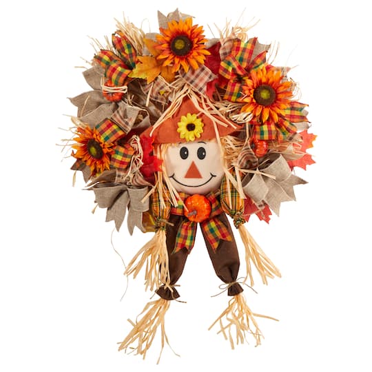 30&#x22; Scarecrow Autumn Wreath